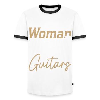 Guitar Vintage Guitarist Gift - Men's Ringer Shirt - white/black - Front - AI Model Female 172 light (172cm) & AI Model Male 178 dark (178cm)