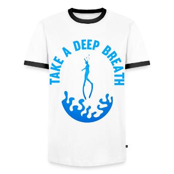 Diving, Apnea Diving, Apnea No Limit Freediving - Men's Ringer Shirt - white/black - Front - AI Model Female 172 light (172cm) & AI Model Male 178 dark (178cm)