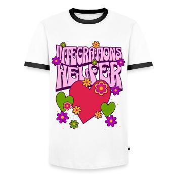 Integrationshelfer I-Helfer Schule KiTa Herz - Männer Kontrast-T-Shirt - Weiß/Schwarz - Vorne - AI Model Female 172 light (172cm) & AI Model Male 178 dark (178cm)