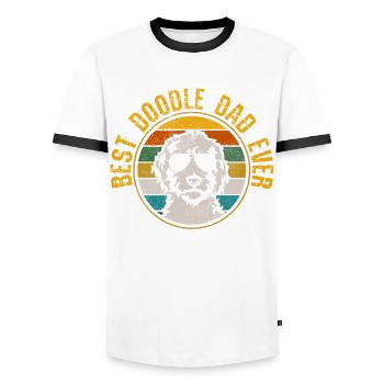 Goldendoodle chien Doodle papa cadeau - T-shirt contrasté Homme - blanc/noir - Devant - AI Model Female 172 light (172cm) & AI Model Male 178 dark (178cm)