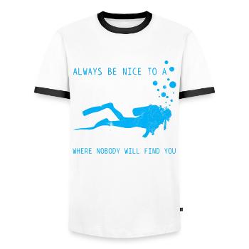 Plongée drôle Vintage plongeur cadeau - T-shirt contrasté Homme - blanc/noir - Devant - AI Model Female 172 light (172cm) & AI Model Male 178 dark (178cm)