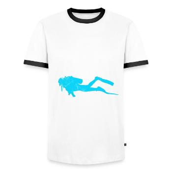 Diving Funny Vintage Diver Gift - Men's Ringer Shirt - white/black - Front - AI Model Female 172 light (172cm) & AI Model Male 178 dark (178cm)