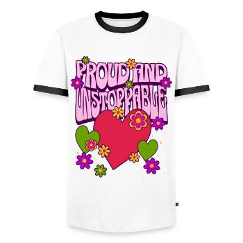 LGBTQ Stolz Herz Blumen Liebe Homosexuell - Männer Kontrast-T-Shirt - Weiß/Schwarz - Vorne - AI Model Female 172 light (172cm) & AI Model Male 178 dark (178cm)