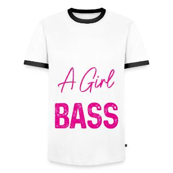 Bassiste Guitare Basse Drôle Cadeau - T-shirt contrasté Homme - blanc/noir - Devant - AI Model Female 172 light (172cm) & AI Model Male 178 dark (178cm)