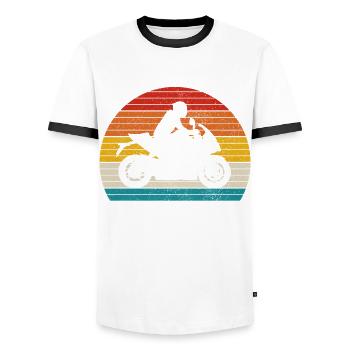 Motorrad Biker Lustiges Geschenk - Männer Kontrast-T-Shirt - Weiß/Schwarz - Vorne - AI Model Female 172 light (172cm) & AI Model Male 178 dark (178cm)