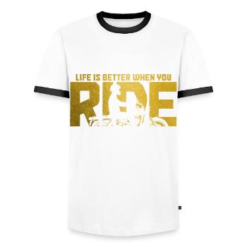 Motorrad Biker Lustiges Geschenk - Männer Kontrast-T-Shirt - Weiß/Schwarz - Vorne - AI Model Female 172 light (172cm) & AI Model Male 178 dark (178cm)