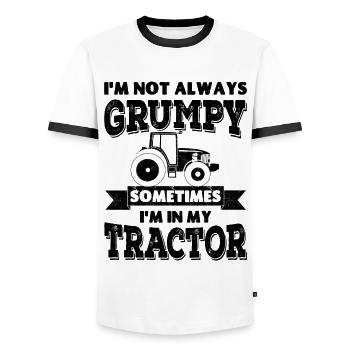 Je ne suis pas toujours , parfois je suis dans mon tracteur - T-shirt contrasté Homme - blanc/noir - Devant - AI Model Female 172 light (172cm) & AI Model Male 178 dark (178cm)