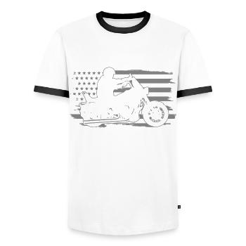 Motorrad Biker Lustiges Geschenk - Männer Kontrast-T-Shirt - Weiß/Schwarz - Vorne - AI Model Female 172 light (172cm) & AI Model Male 178 dark (178cm)