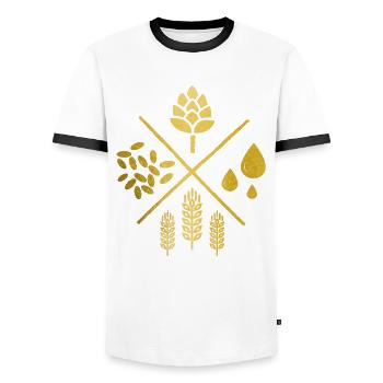 Craft Beer Brewmaster Hops Gift - Men's Ringer Shirt - white/black - Front - AI Model Female 172 light (172cm) & AI Model Male 178 dark (178cm)