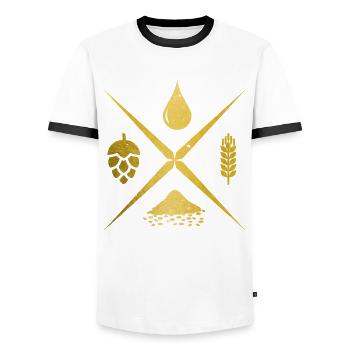 Craft Beer Brewmaster Hops Gift - Men's Ringer Shirt - white/black - Front - AI Model Female 172 light (172cm) & AI Model Male 178 dark (178cm)