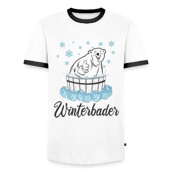 Winterbader Eisbär Eisbaden Eisbad Spruch - Männer Kontrast-T-Shirt - Weiß/Schwarz - Vorne - AI Model Female 172 light (172cm) & AI Model Male 178 dark (178cm)
