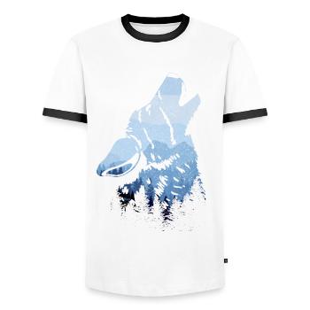 Cadeau de loup hurlant - T-shirt contrasté Homme - blanc/noir - Devant - AI Model Female 172 light (172cm) & AI Model Male 178 dark (178cm)