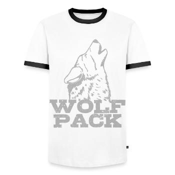 Wolf Pack Geschenk - Männer Kontrast-T-Shirt - Weiß/Schwarz - Vorne - AI Model Female 172 light (172cm) & AI Model Male 178 dark (178cm)