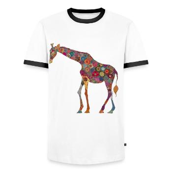 Giraffe Floral Animal Pattern Gift - Men's Ringer Shirt - white/black - Front - AI Model Female 172 light (172cm) & AI Model Male 178 dark (178cm)