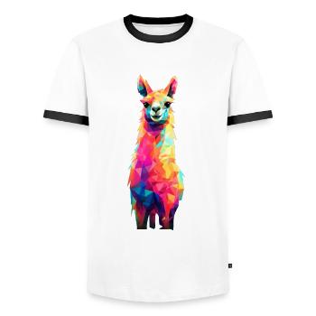 Llama Alpaca Vintage Gift - Men's Ringer Shirt - white/black - Front - AI Model Female 172 light (172cm) & AI Model Male 178 dark (178cm)
