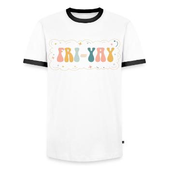 Fri Yay Enseignants Ambiance du week-end de l’école - T-shirt contrasté Homme - blanc/noir - Devant - AI Model Female 172 light (172cm) & AI Model Male 178 dark (178cm)