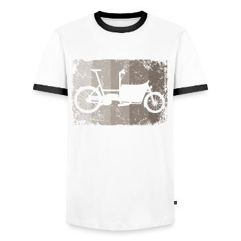 Lastenfahrrad Lastenrad Cargo Bike Cargobike - Men's Ringer Shirt - white/black - Front - AI Model Female 172 light (172cm) & AI Model Male 178 dark (178cm)