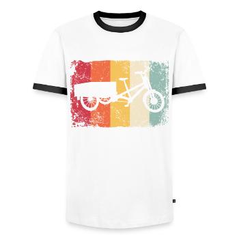 Lastenfahrrad Lastenrad Vélo Cargo Cargobike - T-shirt contrasté Homme - blanc/noir - Devant - AI Model Female 172 light (172cm) & AI Model Male 178 dark (178cm)