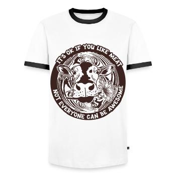 Vegetarian Living Vegan - Men's Ringer Shirt - white/black - Front - AI Model Female 172 light (172cm) & AI Model Male 178 dark (178cm)
