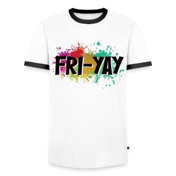 Fri Yay Enseignants Ambiance du week-end de l’école - T-shirt contrasté Homme - blanc/noir - Devant - AI Model Female 172 light (172cm) & AI Model Male 178 dark (178cm)
