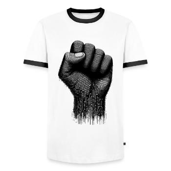 Ethical Hacking Analyst Ethical Cyber Security - Men's Ringer Shirt - white/black - Front - AI Model Female 172 light (172cm) & AI Model Male 178 dark (178cm)