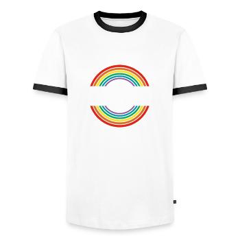 Amsterdam Pride Pays-Bas LGBTQ - T-shirt contrasté Homme - blanc/noir - Devant - AI Model Female 172 light (172cm) & AI Model Male 178 dark (178cm)