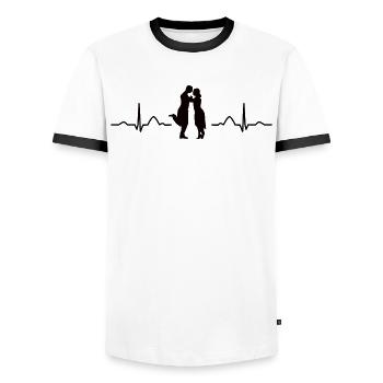 Tango Argentino Heartbeat Tango Vals - Men's Ringer Shirt - white/black - Front - AI Model Female 172 light (172cm) & AI Model Male 178 dark (178cm)