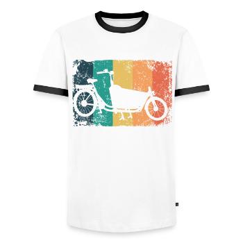Lastenfahrrad Lastenrad Cargo Bike Cargobike - Men's Ringer Shirt - white/black - Front - AI Model Female 172 light (172cm) & AI Model Male 178 dark (178cm)