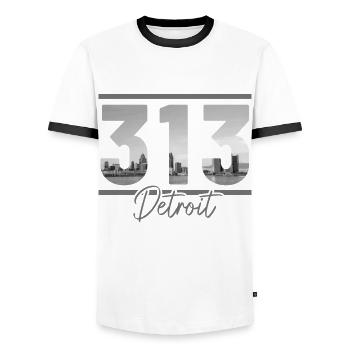 Detroit Michigan Motor City États-Unis Souvenir - T-shirt contrasté Homme - blanc/noir - Devant - AI Model Female 172 light (172cm) & AI Model Male 178 dark (178cm)