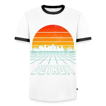 Detroit Michigan Motor City États-Unis Souvenir - T-shirt contrasté Homme - blanc/noir - Devant - AI Model Female 172 light (172cm) & AI Model Male 178 dark (178cm)