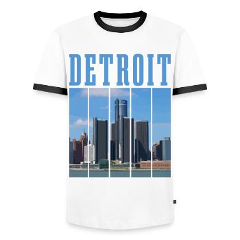 Detroit Michigan Motor City États-Unis Souvenir - T-shirt contrasté Homme - blanc/noir - Devant - AI Model Female 172 light (172cm) & AI Model Male 178 dark (178cm)