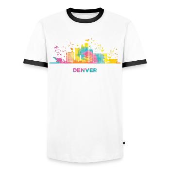 Denverites Skyline Denver - T-shirt contrasté Homme - blanc/noir - Devant - AI Model Female 172 light (172cm) & AI Model Male 178 dark (178cm)
