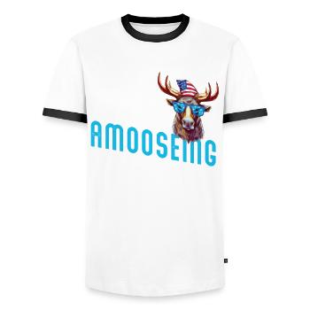Nicht Amooseing Cooler Elch - Männer Kontrast-T-Shirt - Weiß/Schwarz - Vorne - AI Model Female 172 light (172cm) & AI Model Male 178 dark (178cm)