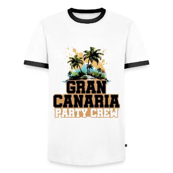 Gran Canaria Party Crew Holidays - Men's Ringer Shirt - white/black - Front - AI Model Female 172 light (172cm) & AI Model Male 178 dark (178cm)