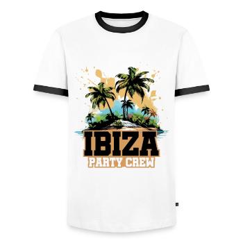 Vacances de l’équipage de la fête d’Ibiza - T-shirt contrasté Homme - blanc/noir - Devant - AI Model Female 172 light (172cm) & AI Model Male 178 dark (178cm)