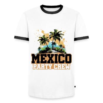 Vacances de l’équipage de la fête au Mexique - T-shirt contrasté Homme - blanc/noir - Devant - AI Model Female 172 light (172cm) & AI Model Male 178 dark (178cm)