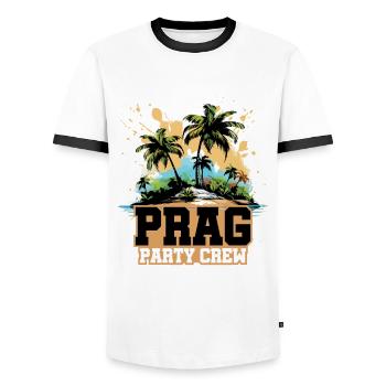 Vacances de l’équipage de la fête à Prague - T-shirt contrasté Homme - blanc/noir - Devant - AI Model Female 172 light (172cm) & AI Model Male 178 dark (178cm)