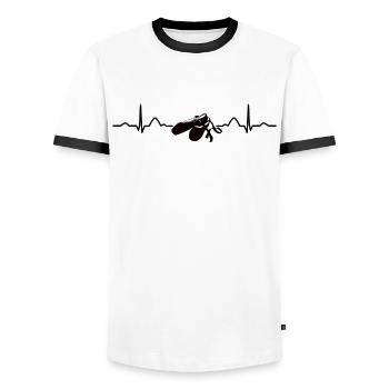 Ballet, Danseur, Battement de cœur, Ecg, Ballerine - T-shirt contrasté Homme - blanc/noir - Devant - AI Model Female 172 light (172cm) & AI Model Male 178 dark (178cm)