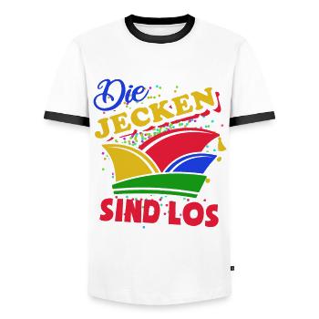 Narrenkappe - Die Jecken sind los - Karneval - Männer Kontrast-T-Shirt - Weiß/Schwarz - Vorne - AI Model Female 172 light (172cm) & AI Model Male 178 dark (178cm)