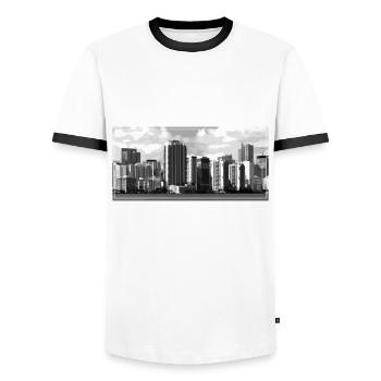 Miami Florida USA Retro Vintage - Männer Kontrast-T-Shirt - Weiß/Schwarz - Vorne - AI Model Female 172 light (172cm) & AI Model Male 178 dark (178cm)