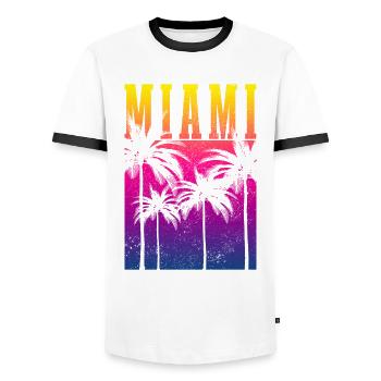 Miami Florida USA Retro Vintage - Männer Kontrast-T-Shirt - Weiß/Schwarz - Vorne - AI Model Female 172 light (172cm) & AI Model Male 178 dark (178cm)