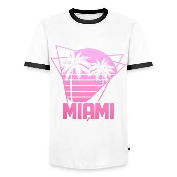 Miami Florida USA Retro Vintage - Männer Kontrast-T-Shirt - Weiß/Schwarz - Vorne - AI Model Female 172 light (172cm) & AI Model Male 178 dark (178cm)