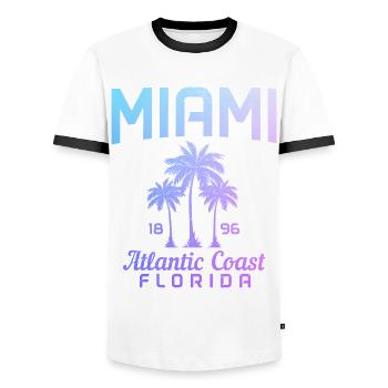 Miami Florida USA Retro Vintage - Männer Kontrast-T-Shirt - Weiß/Schwarz - Vorne - AI Model Female 172 light (172cm) & AI Model Male 178 dark (178cm)