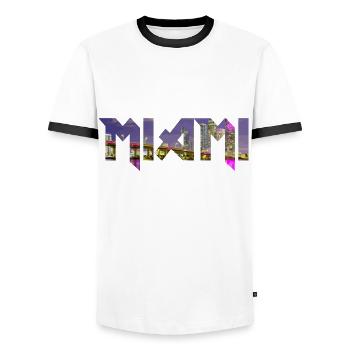 Miami Florida USA Retro Vintage - Männer Kontrast-T-Shirt - Weiß/Schwarz - Vorne - AI Model Female 172 light (172cm) & AI Model Male 178 dark (178cm)