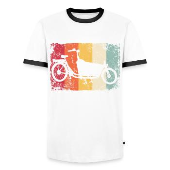 Lastenfahrrad Lastenrad Vélo Cargo Cargobike - T-shirt contrasté Homme - blanc/noir - Devant - AI Model Female 172 light (172cm) & AI Model Male 178 dark (178cm)