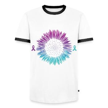 Suicide Prevention Awareness - Men's Ringer Shirt - white/black - Front - AI Model Female 172 light (172cm) & AI Model Male 178 dark (178cm)
