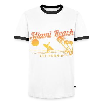 Miami Beach Florida USA - Männer Kontrast-T-Shirt - Weiß/Schwarz - Vorne - AI Model Female 172 light (172cm) & AI Model Male 178 dark (178cm)
