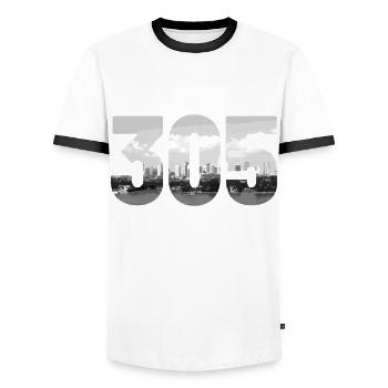 Miami Florida USA - Männer Kontrast-T-Shirt - Weiß/Schwarz - Vorne - AI Model Female 172 light (172cm) & AI Model Male 178 dark (178cm)