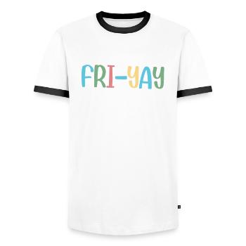 Fri Yay Enseignants Ambiance du week-end de l’école - T-shirt contrasté Homme - blanc/noir - Devant - AI Model Female 172 light (172cm) & AI Model Male 178 dark (178cm)