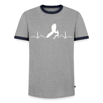 Flügel Surfer Wingsurfing Retro Folie Flügel - Männer Kontrast-T-Shirt - Grau/Navy  - Vorne - AI Model Female 172 light (172cm) & AI Model Male 178 light (178cm)